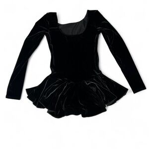 Mondor Small Black velvet long sleeve ballet skirt bodysuit